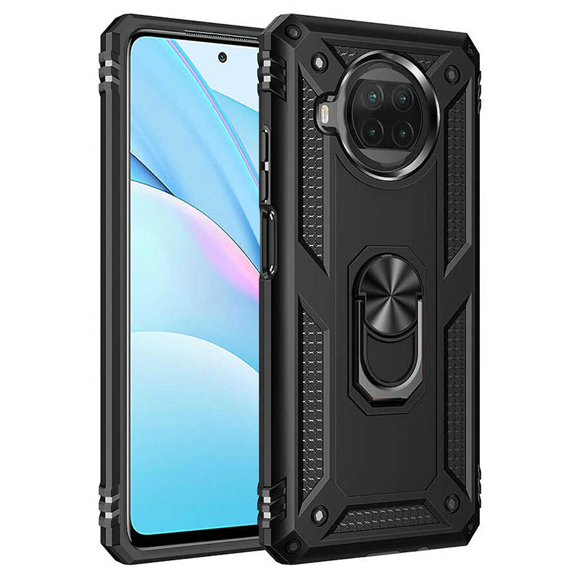 Xiaomi Redmi Note 9 Pro 5G Uyumlu Kılıf Standlı Manyetik Yüzüklü Military Ring TPU Cover