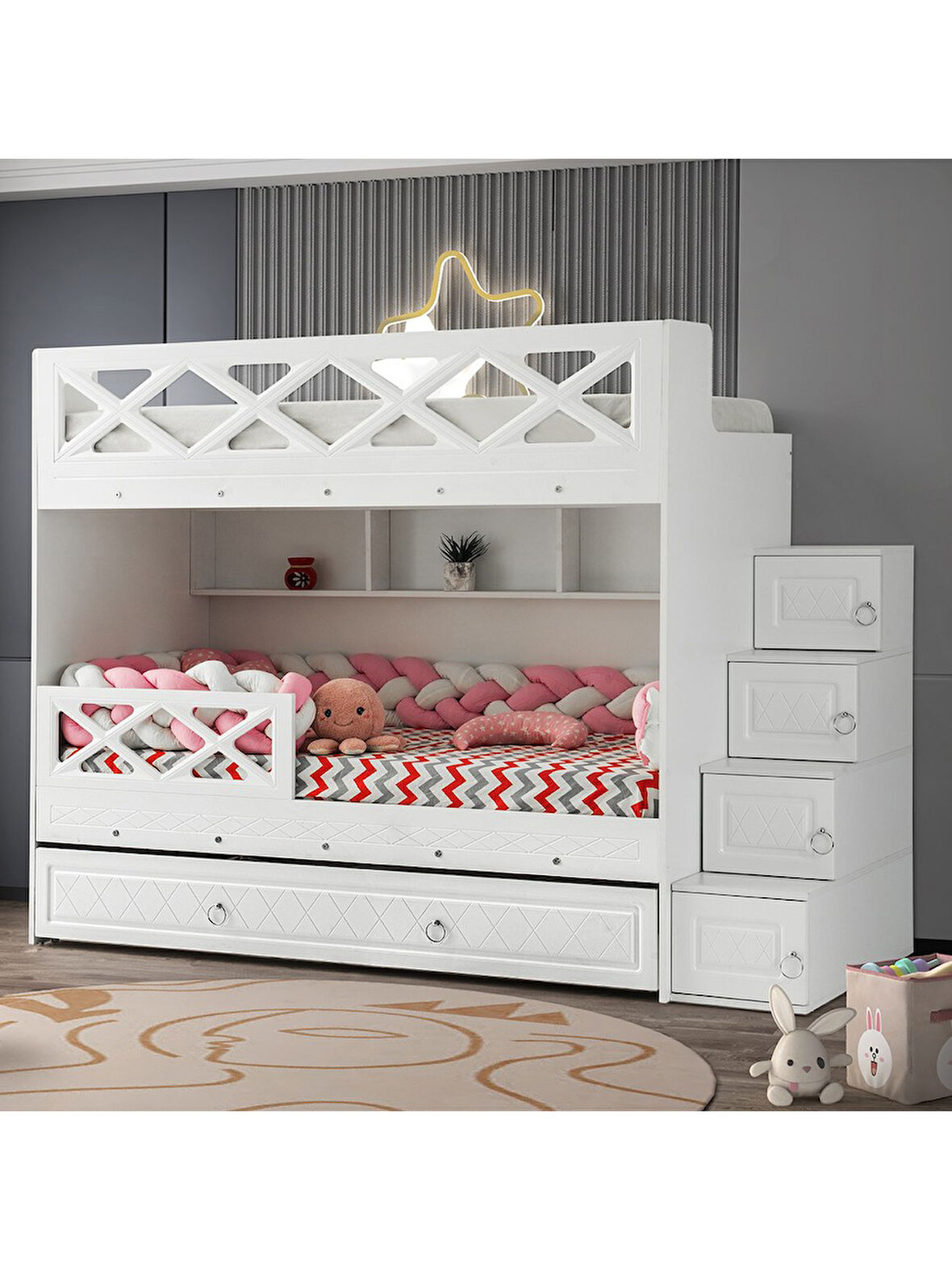 Mars Yavrulu Ranza  Beyaz Çelik Destekli MDF Membran Kaplama  %100 MDF