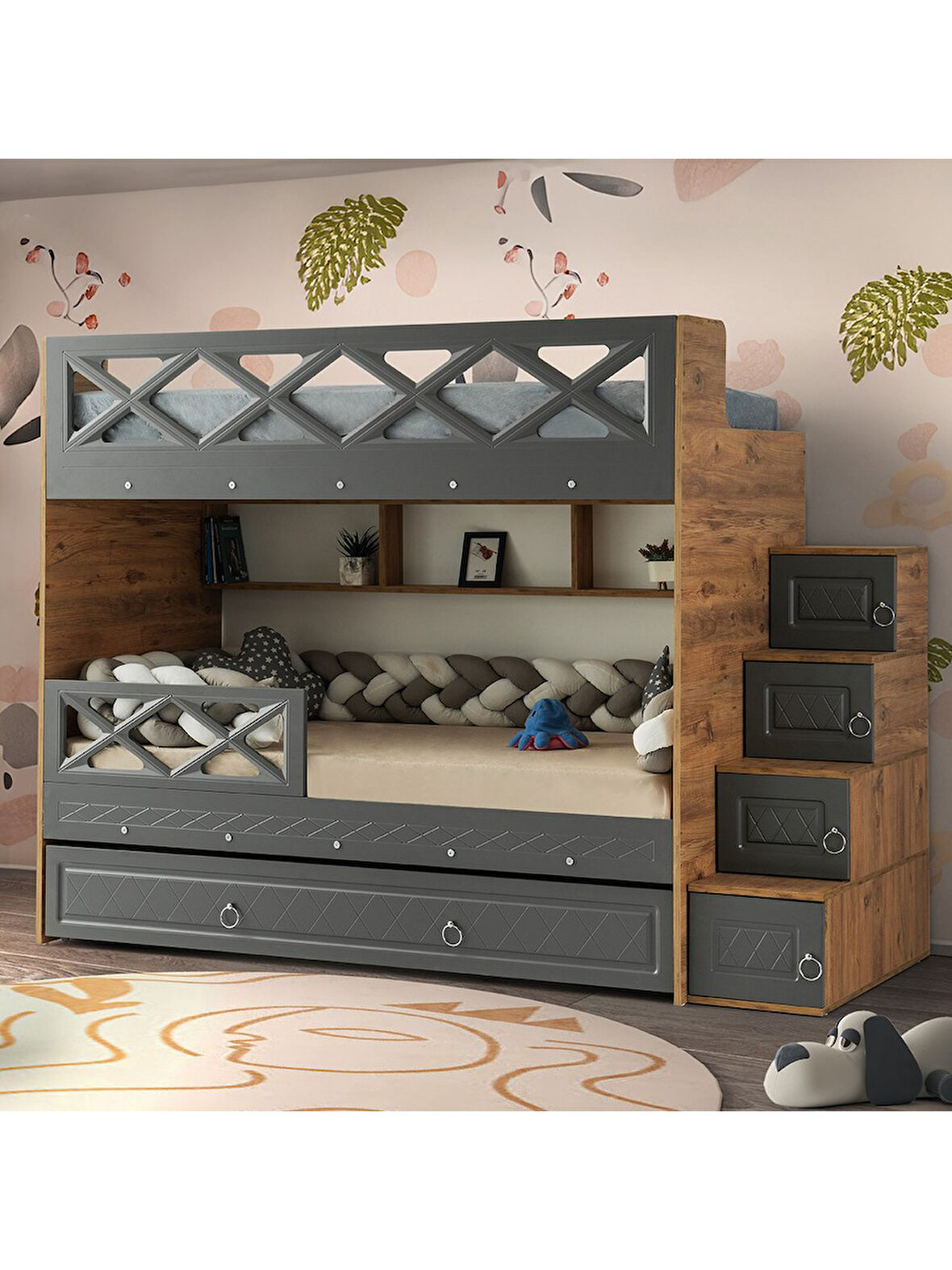 Mars Yavrulu Ranza Antrasit & Ahşap Çelik Destekli MDF Membran Kaplama  %100 MDF