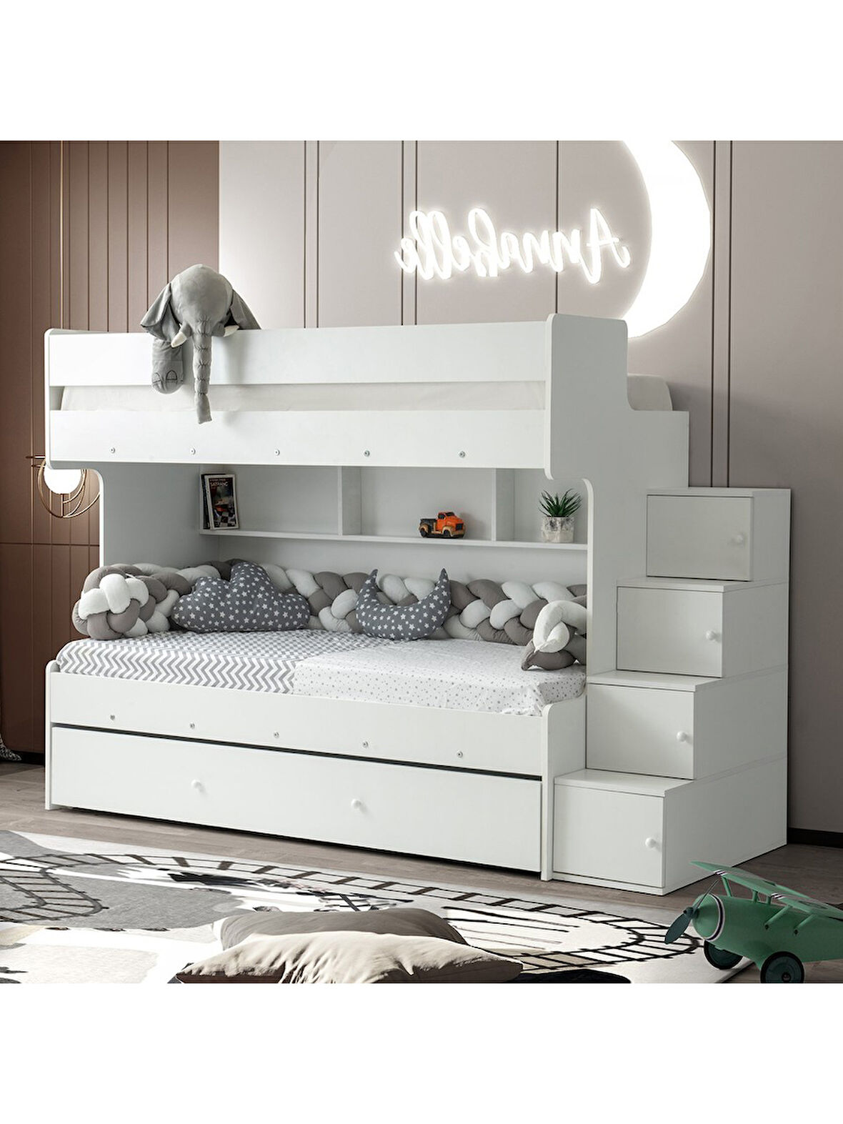 Safir Yavrulu Ranza Beyaz Çelik Destekli %100 MDF