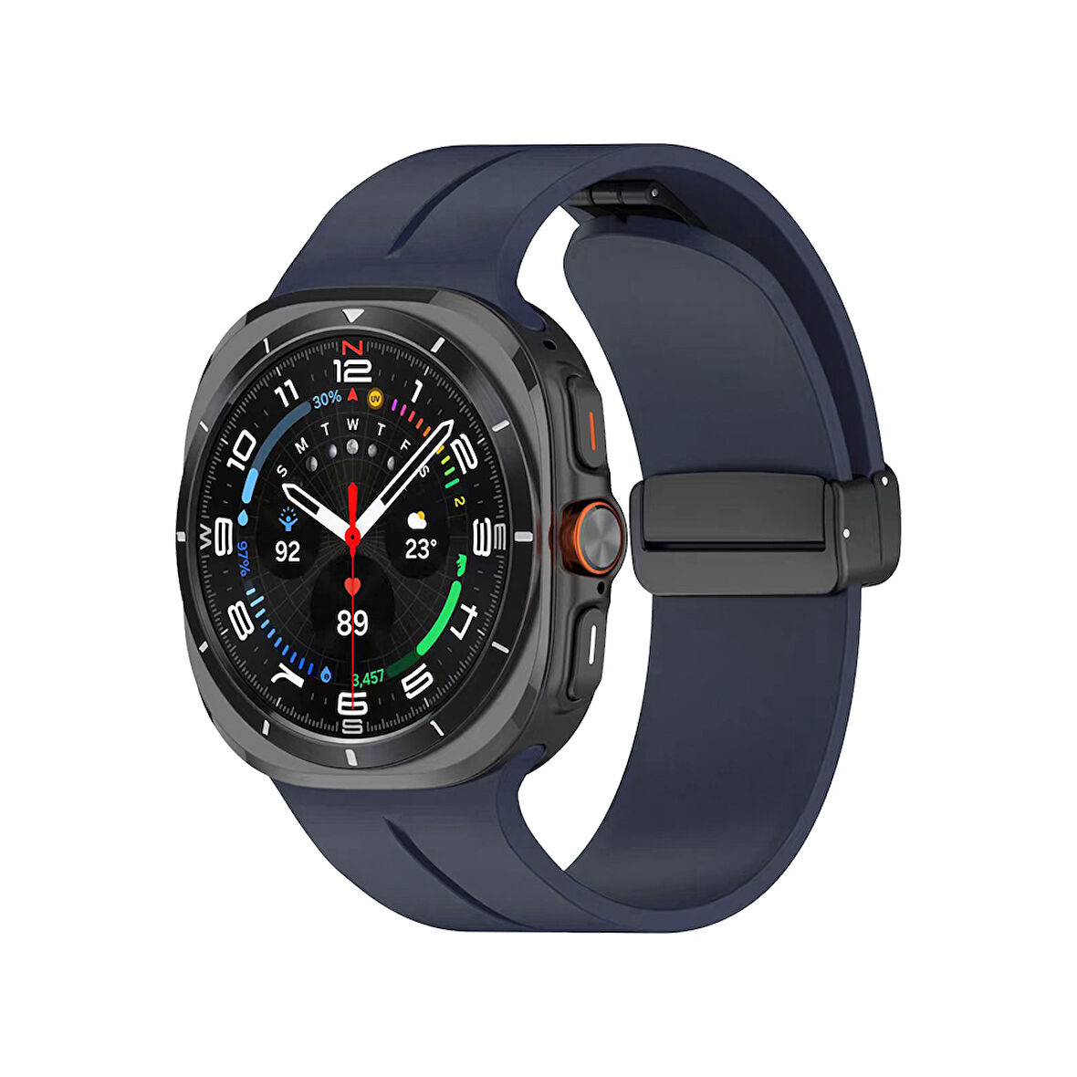 Samsung Galaxy Watch 8 40mm / 44mm / 46mm Classic Kordon - Manyetik Metal Tokalı Güçlü Esnek Silikon