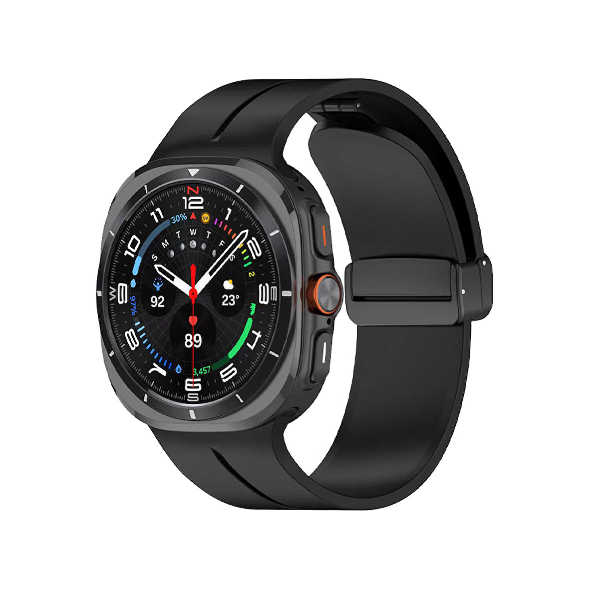 Samsung Galaxy Watch 8 40mm / 44mm / 46mm Classic Kordon - Manyetik Metal Tokalı Güçlü Esnek Silikon