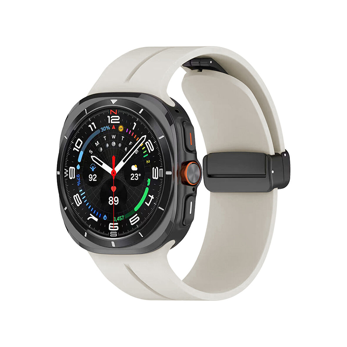 Samsung Galaxy Watch 8 40mm / 44mm / 46mm Classic Kordon - Manyetik Metal Tokalı Güçlü Esnek Silikon