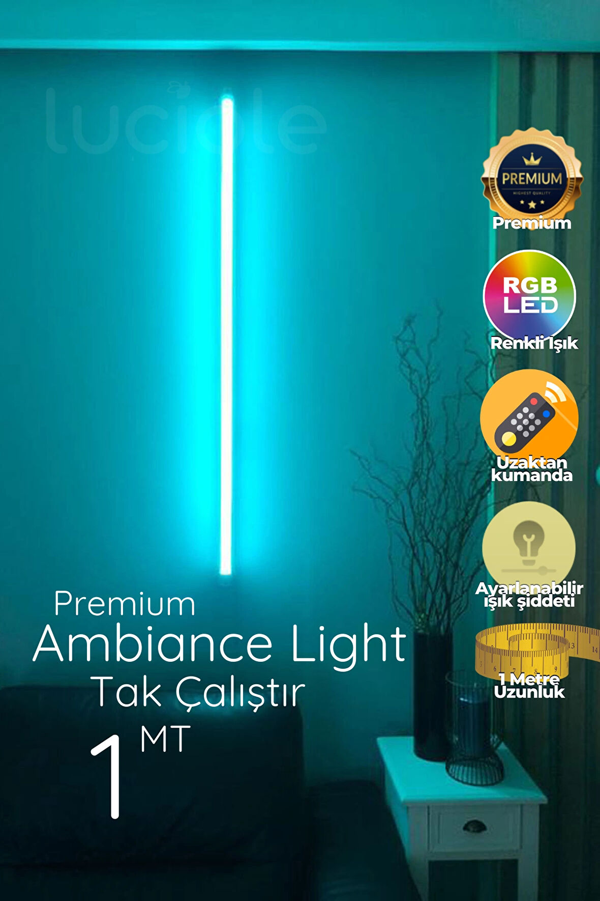 Uzaktan Kumandalı Led Lambader- Yatak Üstü, Tv Yanı ,oturma Odası - Rgb Çok Renkli 9