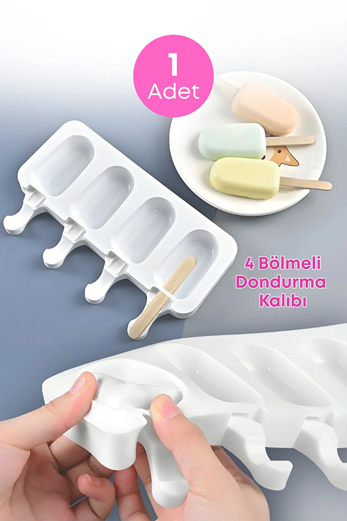 Magnum Dondurma Kalıbı-4'lü Büyük Boy Pratik Magnum Silikon Dondurma Kalıbı