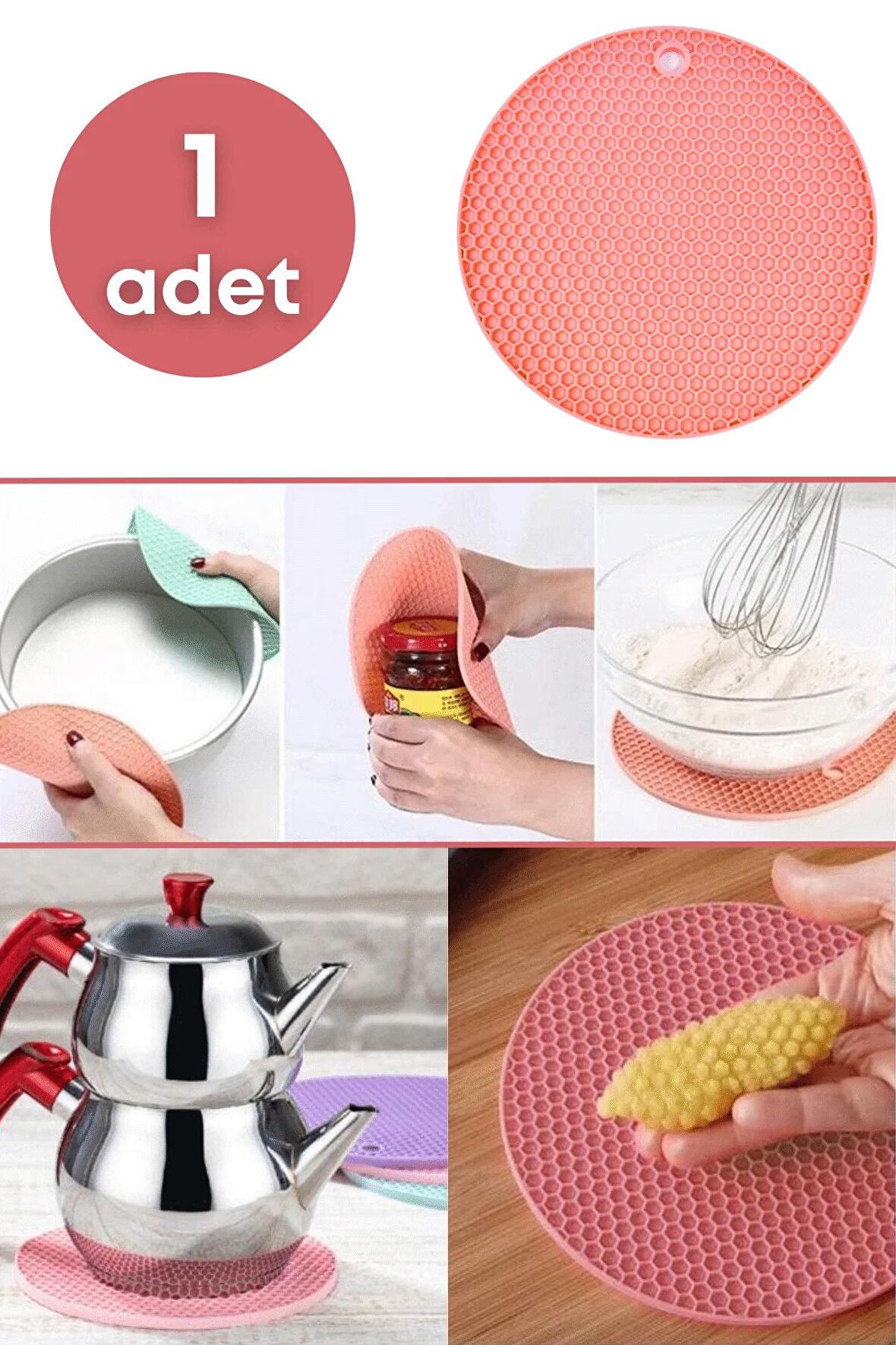 Pratik Silikon Nihale Petek Desenli Kalburabastı Kalıbı Yuvarlak Renkli Silikon Nihale - 1 Adet