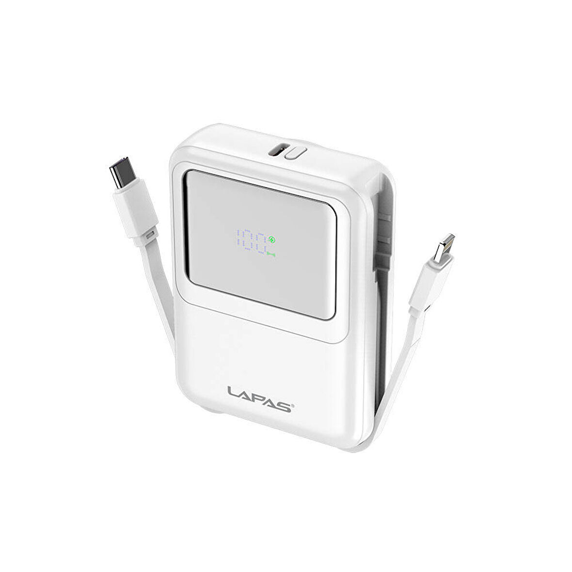 10000 mAh Kablosuz Powerbank Dijital LED Ekranlı, Type-C & Lightning Kabloları, Güçlü 15W Hızlı Şarj