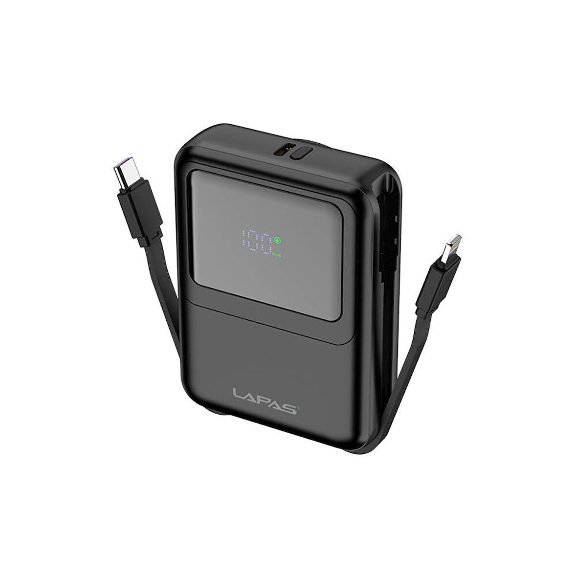 10000 mAh Kablosuz Powerbank Dijital LED Ekranlı, Type-C & Lightning Kabloları, Güçlü 15W Hızlı Şarj