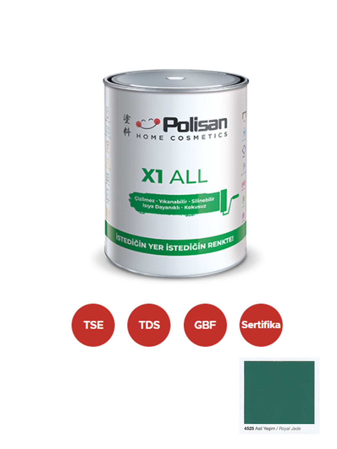 POLİSAN X1 ALL Dönüşüm Boyası 0,75 Lt Asil Yeşim / 4525