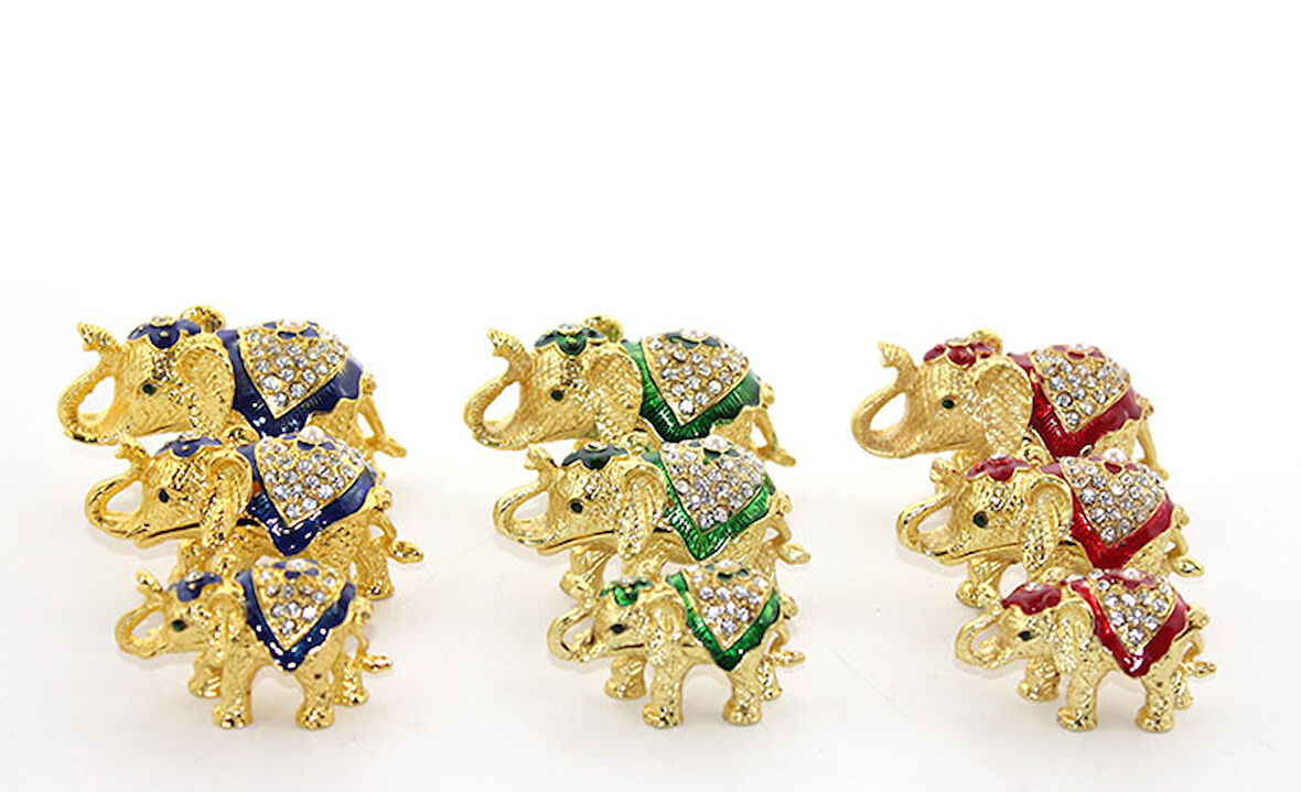 Swarovski Taşlı 3'lü Fil Figürü Model 1