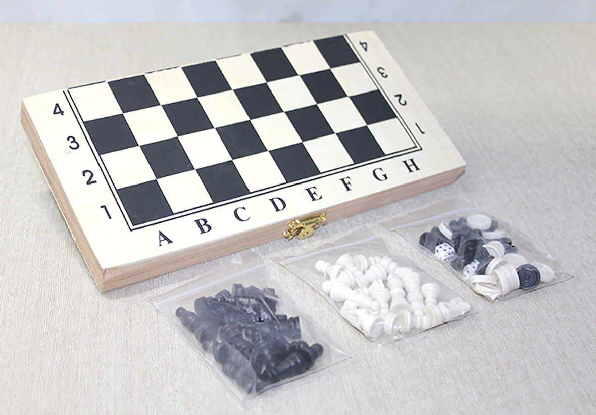 Ahşap Kutulu Satranç Tavla Seti Model 4