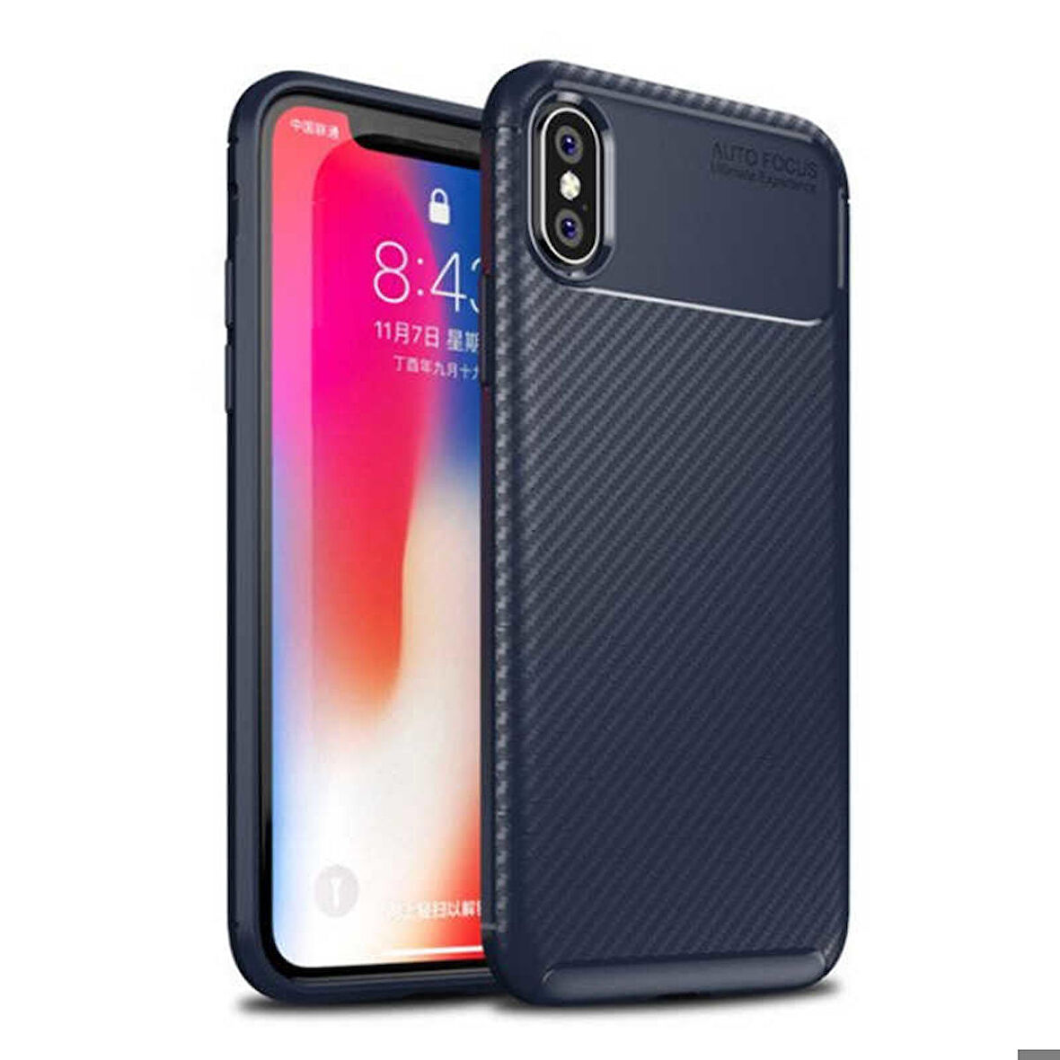 Apple iPhone X Uyumlu Kılıf Ultra Slim Fit Karbon Silikon