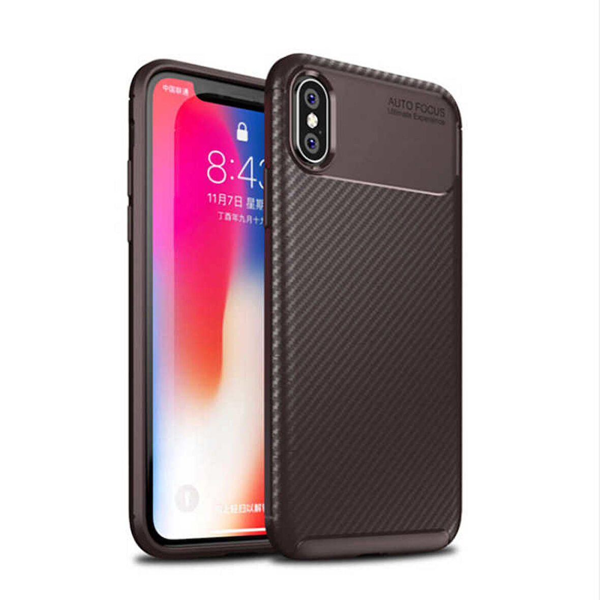 Apple iPhone XS Uyumlu Kılıf Ultra Slim Fit Karbon Silikon
