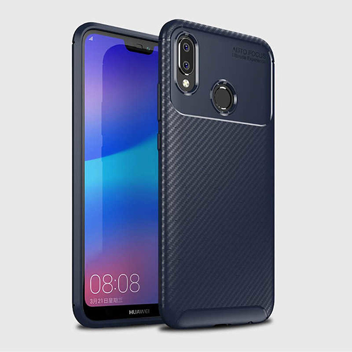 Huawei P20 Lite Uyumlu Kılıf Ultra Slim Fit Karbon Silikon