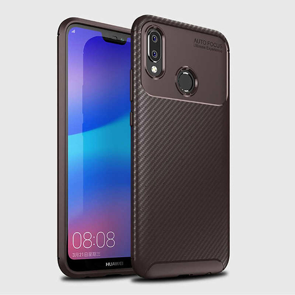 Huawei P20 Lite Uyumlu Kılıf Ultra Slim Fit Karbon Silikon