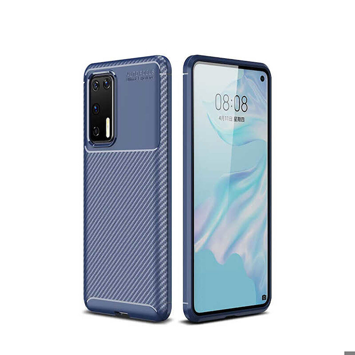 Huawei P40 Uyumlu Kılıf Ultra Slim Fit Karbon Silikon
