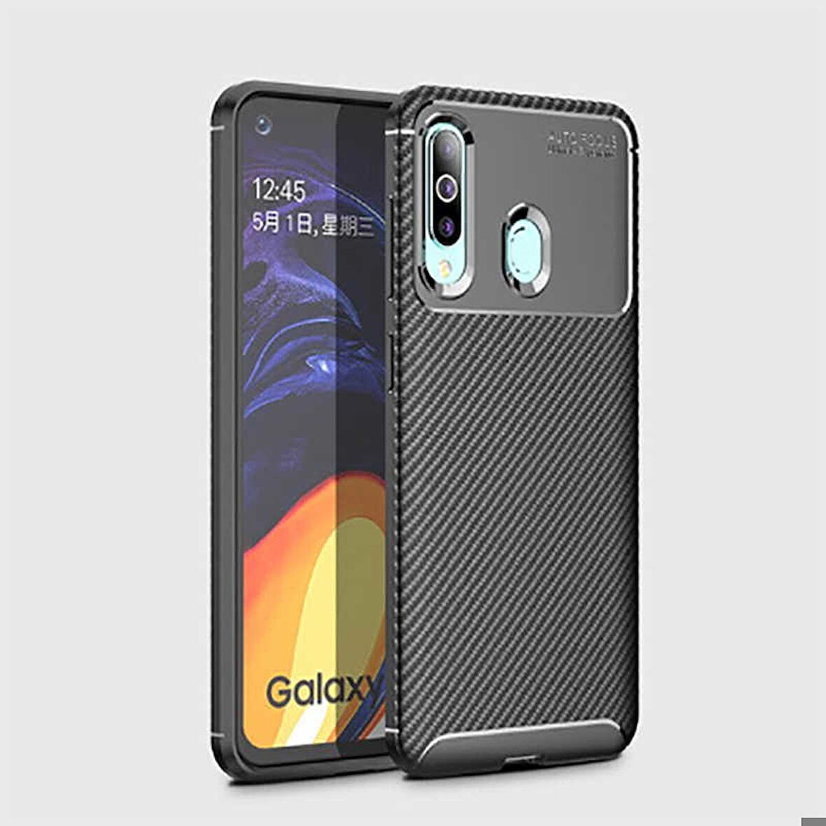 Samsung Galaxy A20S Uyumlu Kılıf Ultra Slim Fit Karbon Silikon