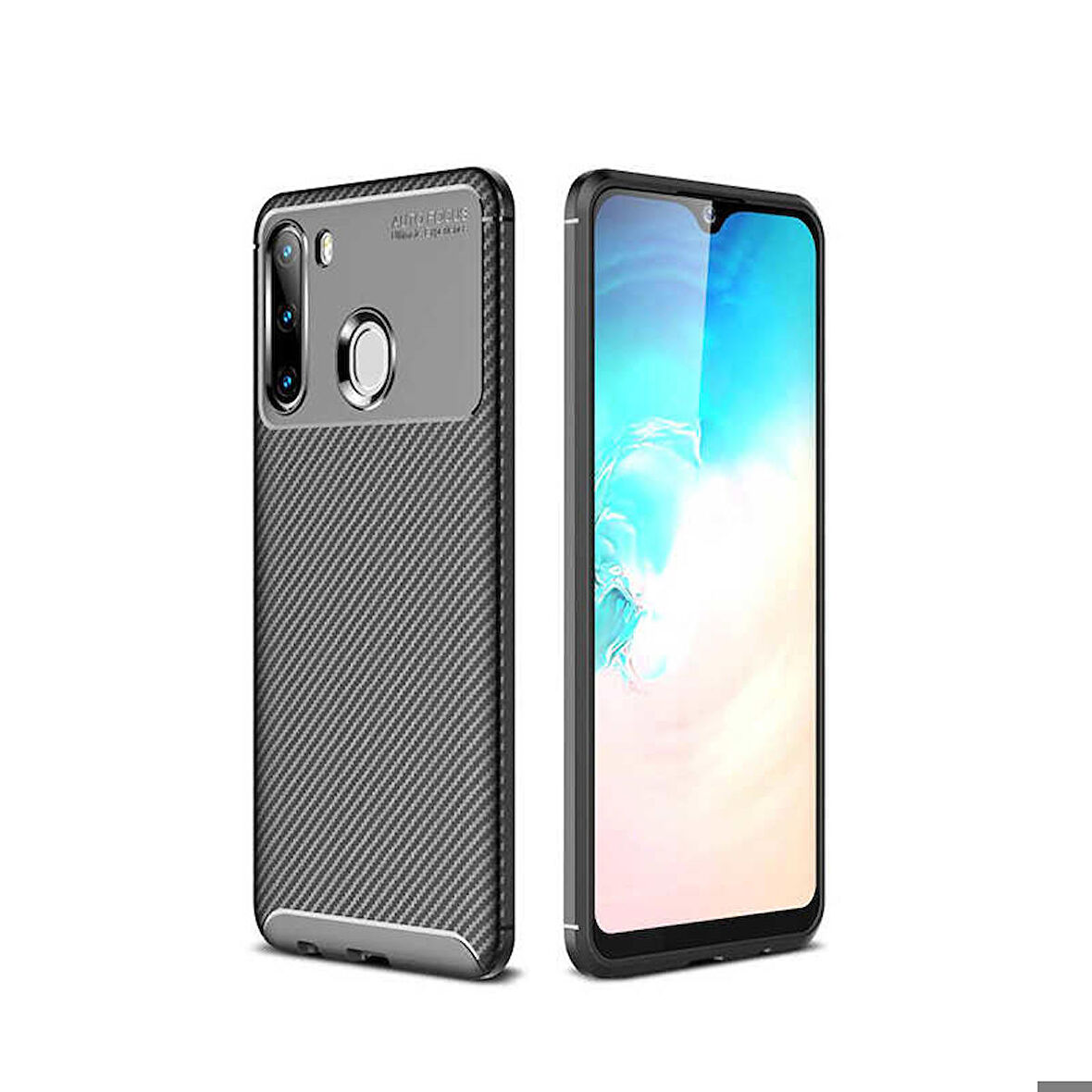 Samsung Galaxy A21 Uyumlu Kılıf Ultra Slim Fit Karbon Silikon