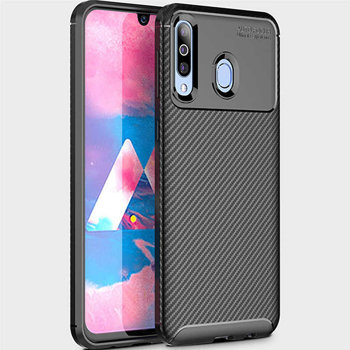 Samsung Galaxy M30 Uyumlu Kılıf Ultra Slim Fit Karbon Silikon