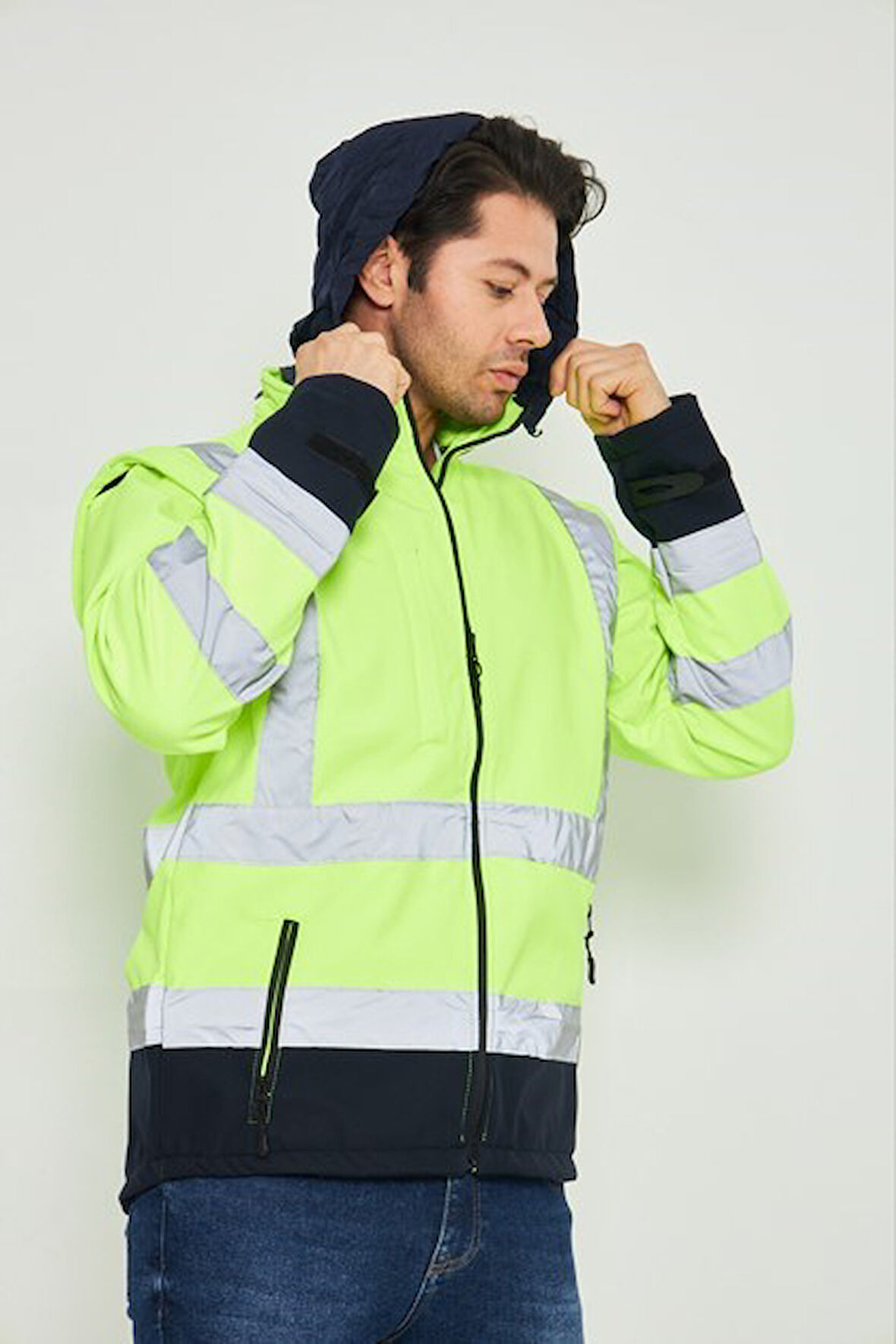 Orange Safety Sarı Softshell Mont Kolları Çıkmalı Reflektörlü