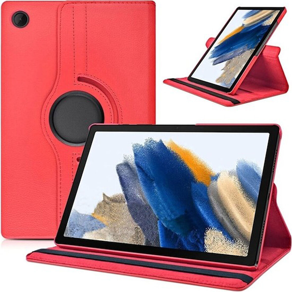 Samsung Galaxy Tab A9 SM-X110 Uyumlu Kılıf Mikrofiber Astarlı Suni Deri 360 Derece Dönebilen Standlı Tablet Kılıfı