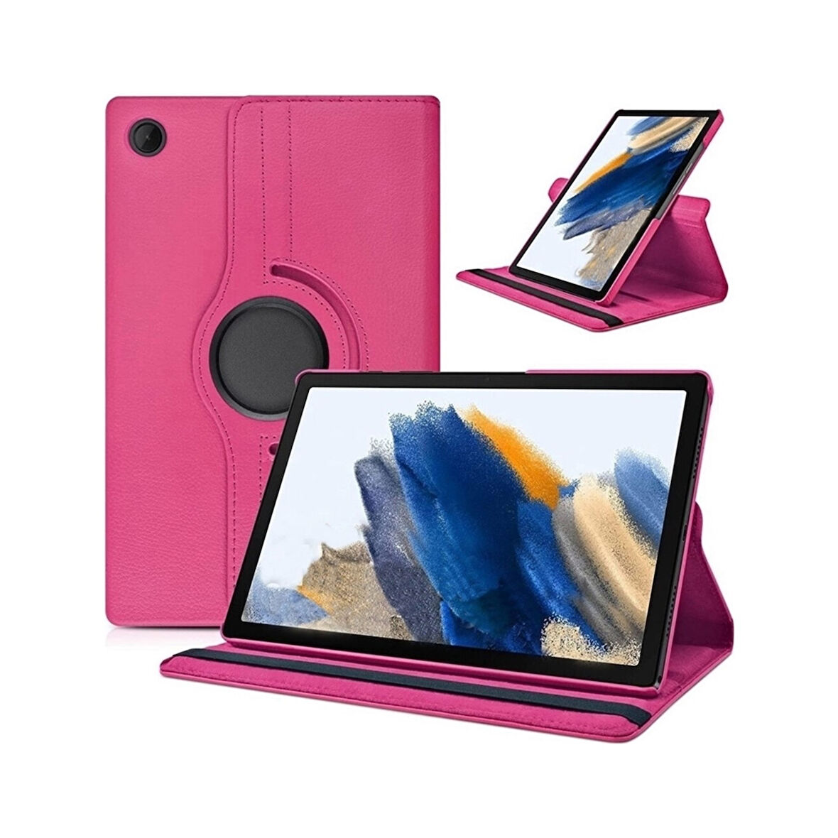 Samsung Galaxy Tab A9 SM-X110 Uyumlu Kılıf Mikrofiber Astarlı Suni Deri 360 Derece Dönebilen Standlı Tablet Kılıfı