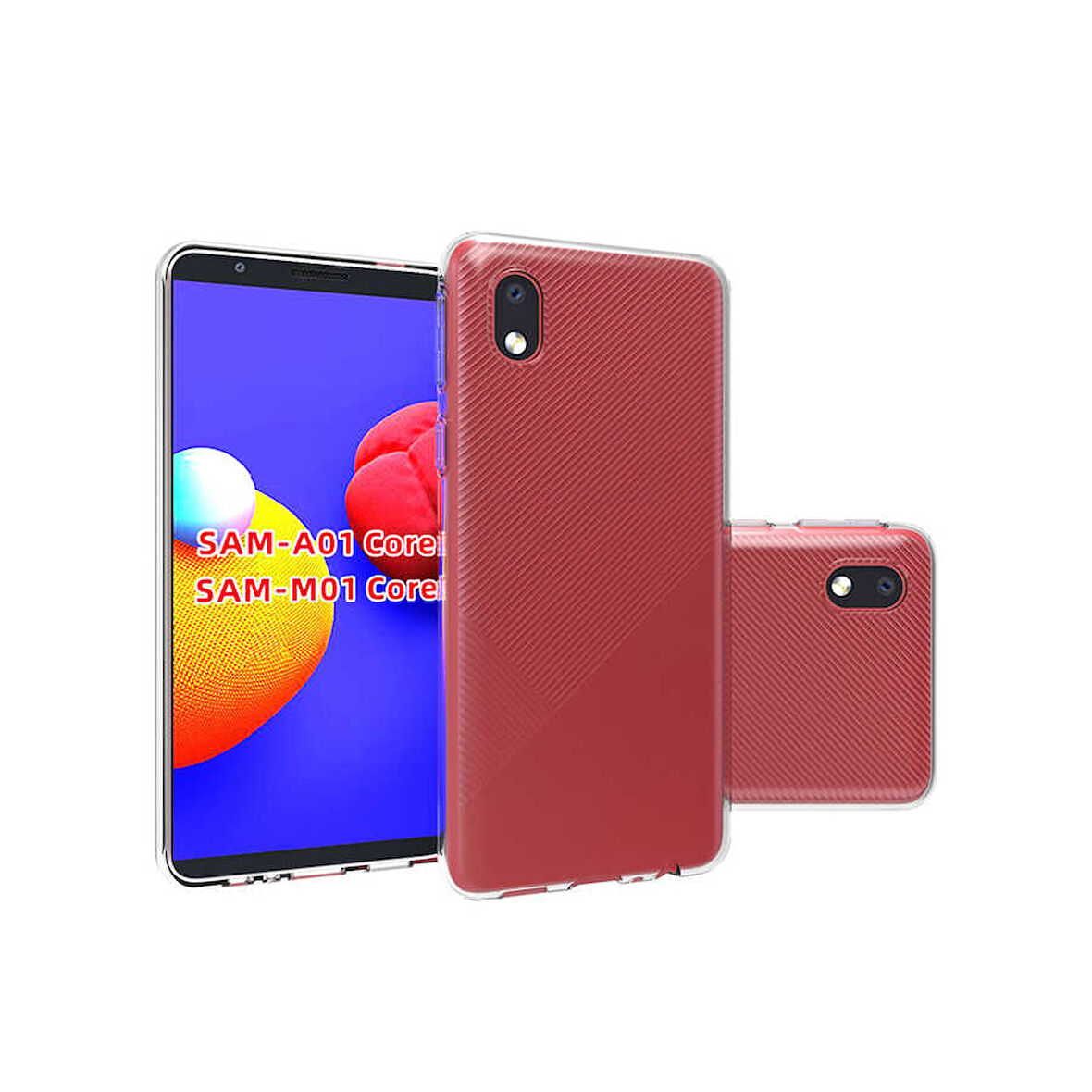 Samsung Galaxy A01 Core Uyumlu Kılıf Esnek Ultra Koruyucu Şeffaf Silikon Flexible transparent Case Silicone Case