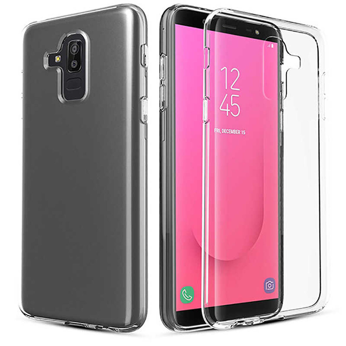 Samsung Galaxy J8 Uyumlu Kılıf Esnek Ultra Koruyucu Şeffaf Silikon Flexible transparent Case Silicone Case