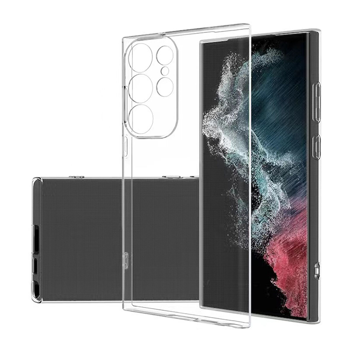 Samsung Galaxy S23 Ultra Uyumlu Kılıf Esnek Ultra Koruyucu Şeffaf Silikon Flexible transparent Case Silicone Case