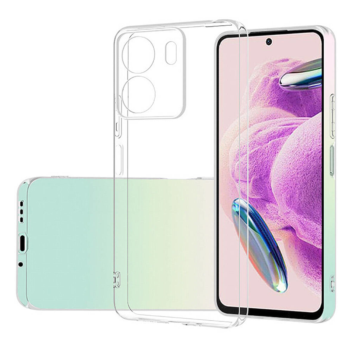 Xiaomi Redmi 13C Uyumlu Kılıf Esnek Ultra Koruyucu Şeffaf Silikon Flexible transparent Case Silicone Case