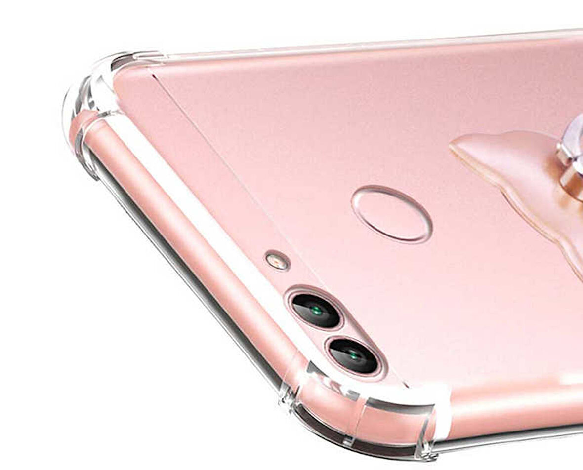 Huawei P Smart Uyumlu Kılıf Şeffaf Köşelerde Darbelere Karşı Ultra Kalınlaştırılmış Darbe Korumalı Strong Cover