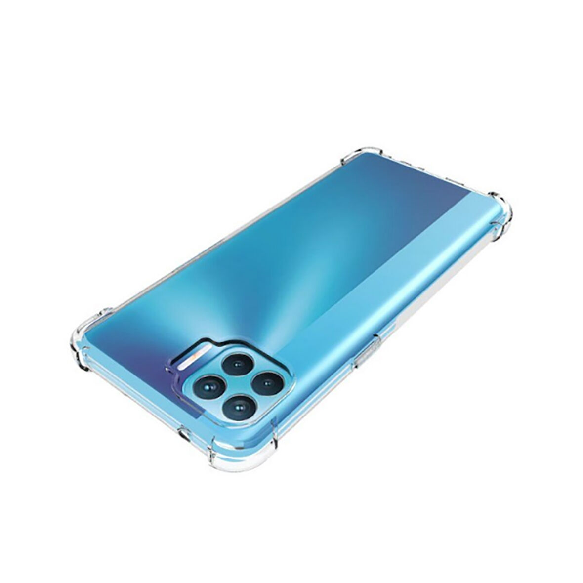 Oppo Reno 4 Lite Uyumlu Kılıf Şeffaf Köşelerde Darbelere Karşı Ultra Kalınlaştırılmış Darbe Korumalı Strong Cover