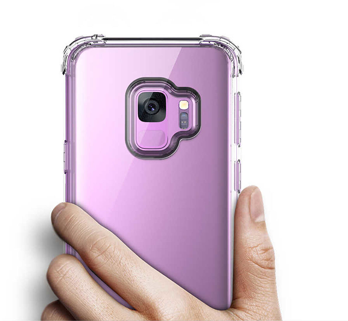 Samsung Galaxy S9 Uyumlu Kılıf Şeffaf Köşelerde Darbelere Karşı Ultra Kalınlaştırılmış Darbe Korumalı Strong Cover