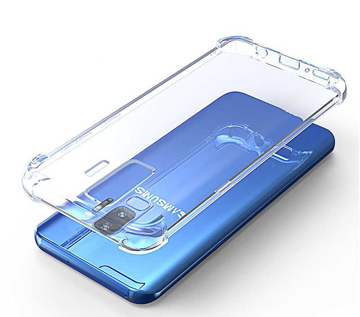 Samsung Galaxy S9 Plus Uyumlu Kılıf Şeffaf Köşelerde Darbelere Karşı Ultra Kalınlaştırılmış Darbe Korumalı Strong Cover