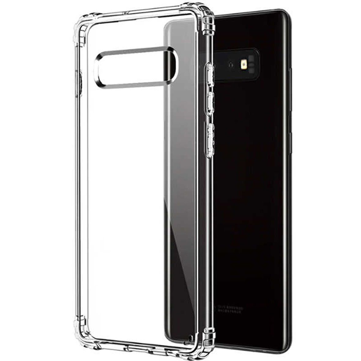 Samsung Galaxy S10 Plus Uyumlu Kılıf Şeffaf Köşelerde Darbelere Karşı Ultra Kalınlaştırılmış Darbe Korumalı Strong Cover