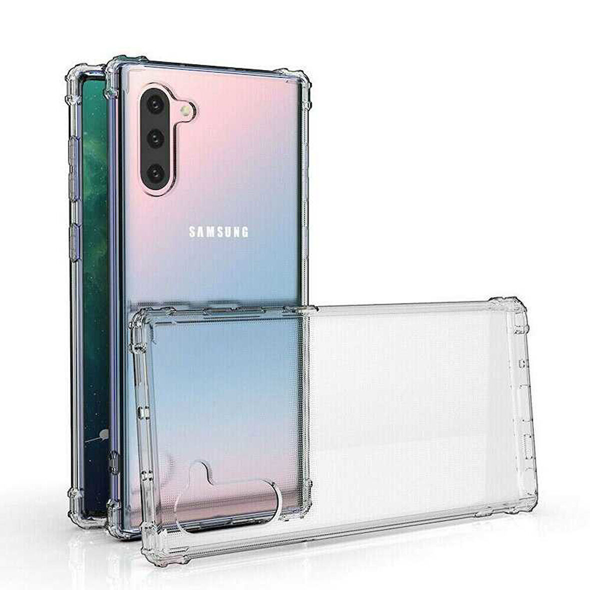 Samsung Galaxy Note 10 Uyumlu Kılıf Şeffaf Köşelerde Darbelere Karşı Ultra Kalınlaştırılmış Darbe Korumalı Strong Cover