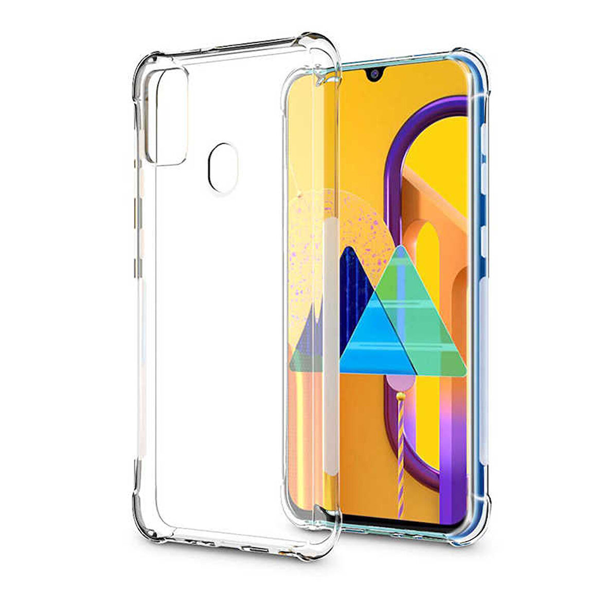 Samsung Galaxy M30S Uyumlu Kılıf Şeffaf Köşelerde Darbelere Karşı Ultra Kalınlaştırılmış Darbe Korumalı Strong Cover