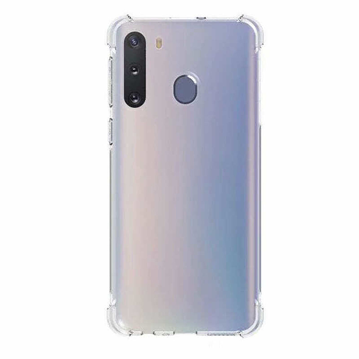 Samsung Galaxy A21 Uyumlu Kılıf Şeffaf Köşelerde Darbelere Karşı Ultra Kalınlaştırılmış Darbe Korumalı Strong Cover