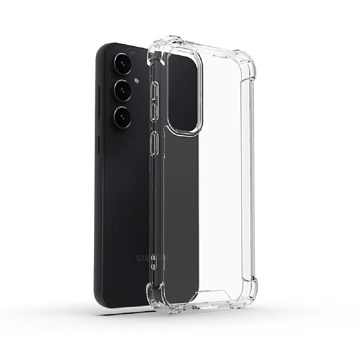 Samsung Galaxy S23 FE Uyumlu Kılıf Şeffaf Köşelerde Darbelere Karşı Ultra Kalınlaştırılmış Darbe Korumalı Strong Cover