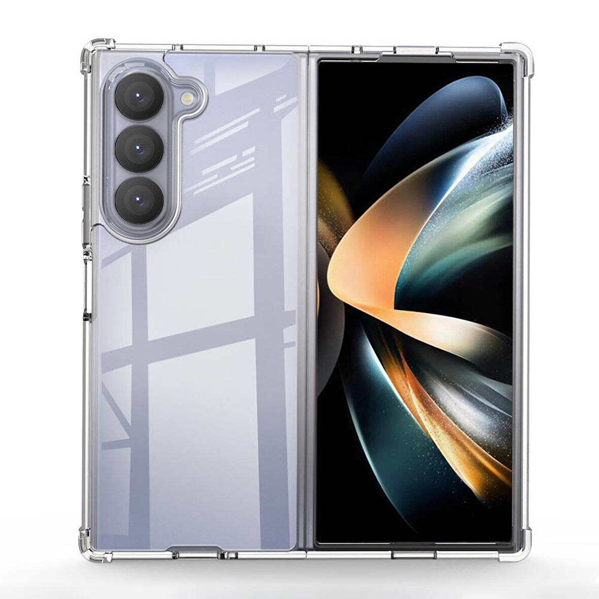 Samsung Galaxy Z Fold 6 Uyumlu Kılıf Şeffaf Köşelerde Darbelere Karşı Ultra Kalınlaştırılmış Darbe Korumalı Strong Cover