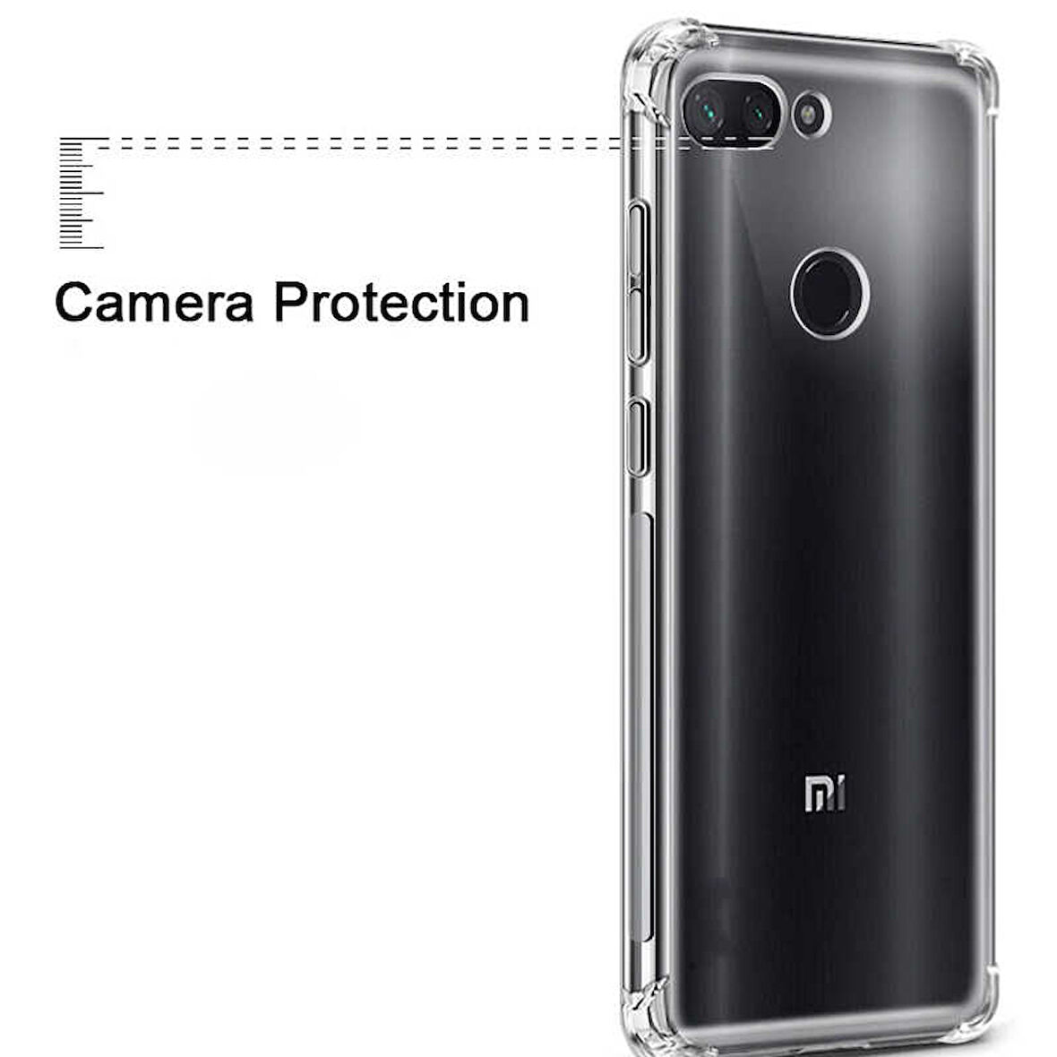 Xiaomi Mi 8 Lite Uyumlu Kılıf Şeffaf Köşelerde Darbelere Karşı Ultra Kalınlaştırılmış Darbe Korumalı Strong Cover