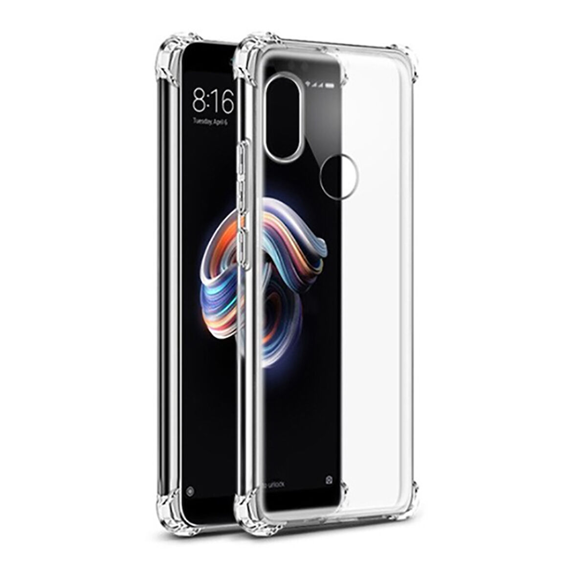 Xiaomi Redmi Note 6 Pro Uyumlu Kılıf Şeffaf Köşelerde Darbelere Karşı Ultra Kalınlaştırılmış Darbe Korumalı Strong Cover