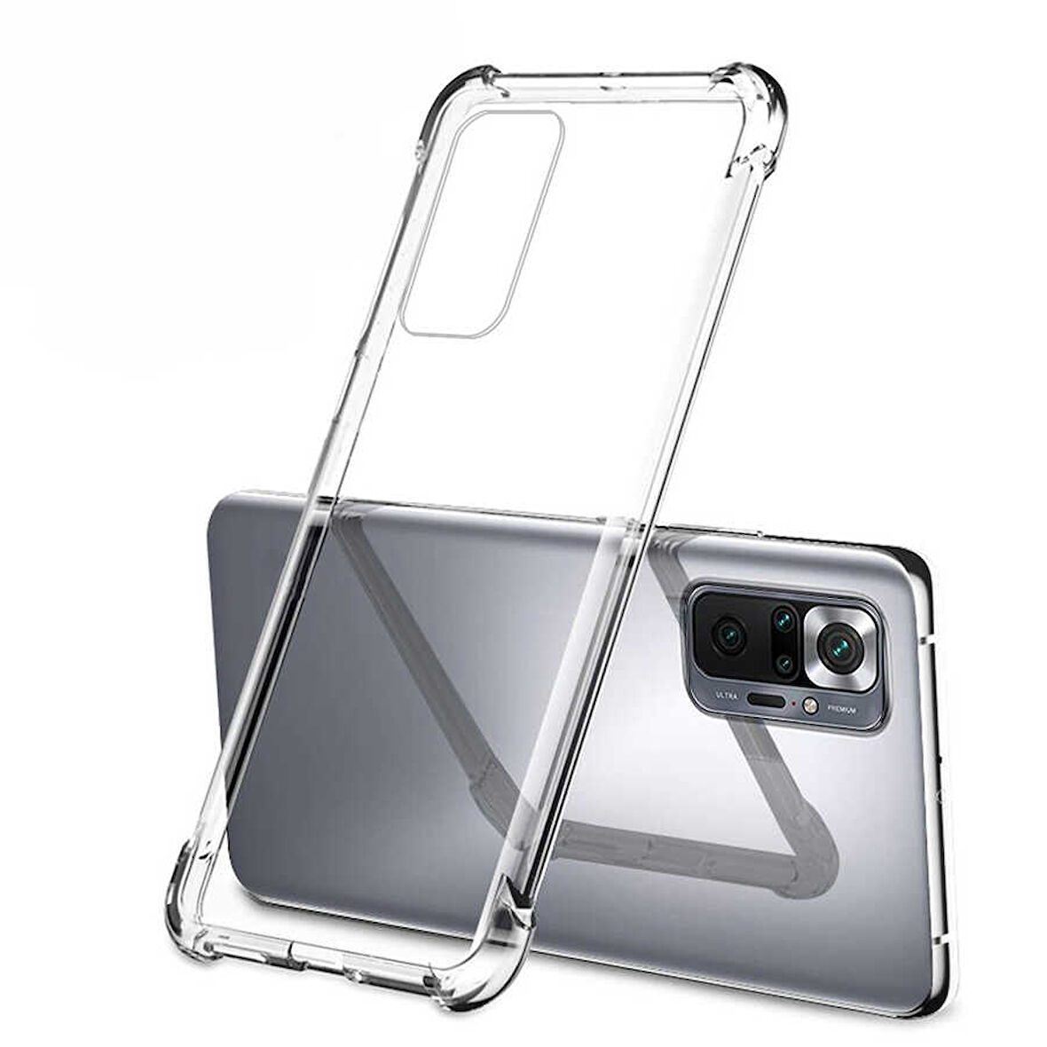 Xiaomi Redmi Note 10 Pro Uyumlu Kılıf Şeffaf Köşelerde Darbelere Karşı Ultra Kalınlaştırılmış Darbe Korumalı Strong Cover