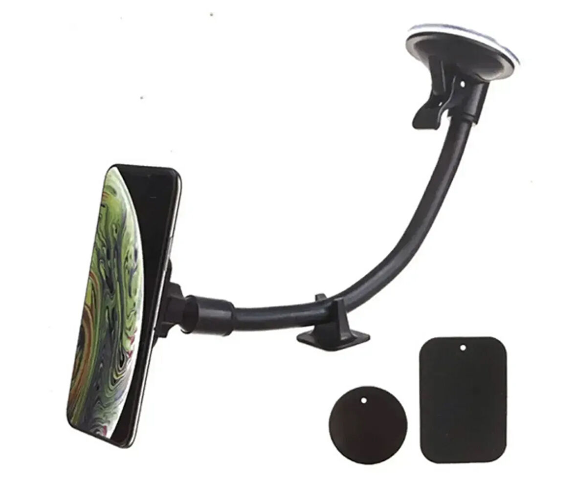 Tır, Kamyon, Araba Araç İçi Cam & Torpido Vantuzlu Uzun Kollu Esnek, Güçlü Mıknatıslı Telefon Tutucu