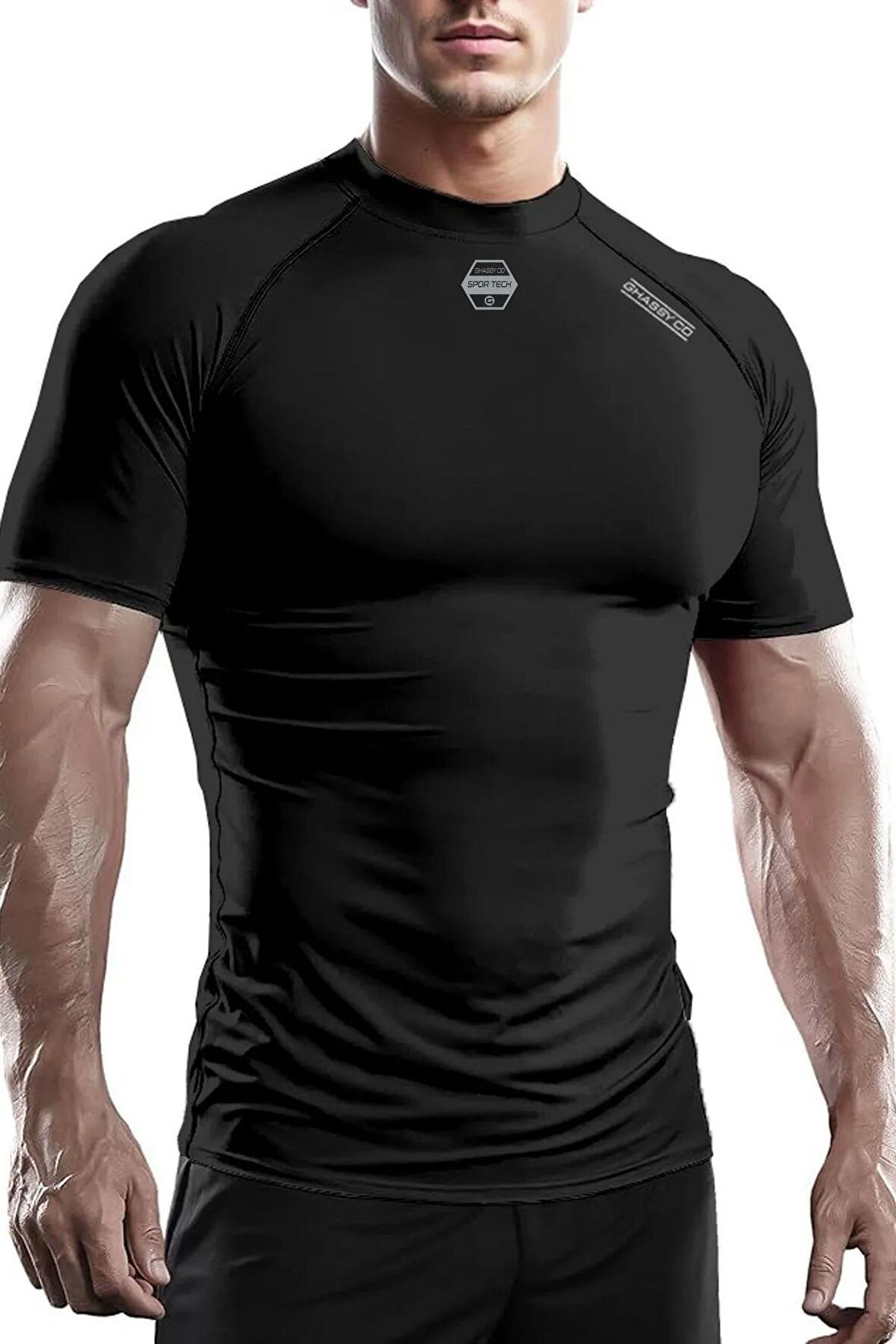 Ghassy Co. Erkek Premium Nefes Alabilen Hızlı Kuruma Koşu Fitness Reflektör Armalı Spor T-shirt