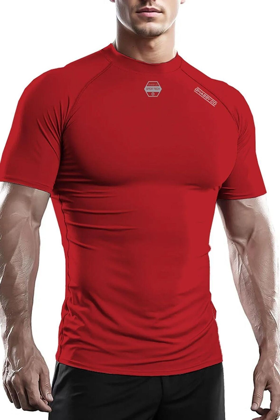 Ghassy Co. Erkek Premium Nefes Alabilen Hızlı Kuruma Koşu Fitness Reflektör Armalı Spor T-shirt