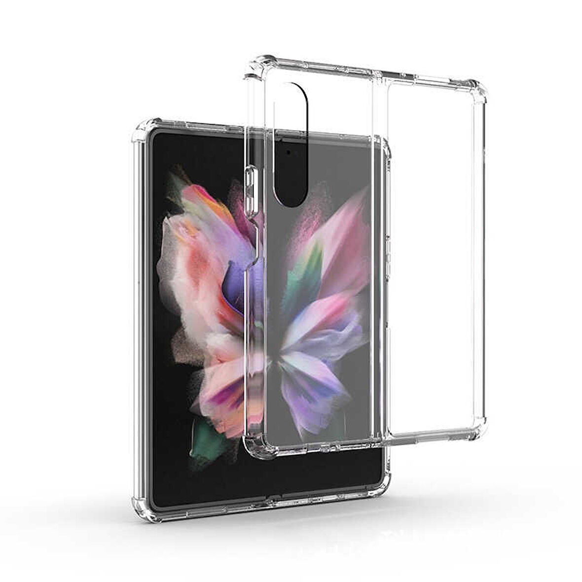 Samsung Galaxy Z Fold 4 Uyumlu Kılıf Şeffaf Köşelerde Darbelere Karşı Ultra Kalınlaştırılmış Darbe Korumalı Strong Cover