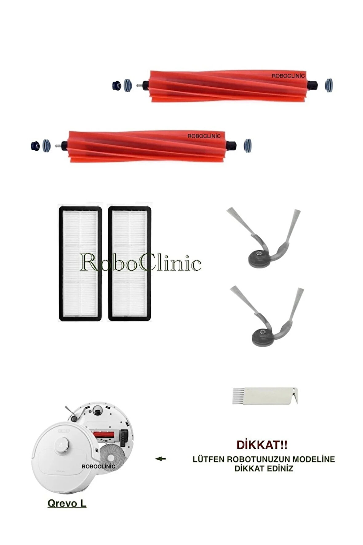 Roborock Qrevo L Robot Süpürge Uyumlu Yedek Fırça, Hepa Filtre Seti-7 Parça