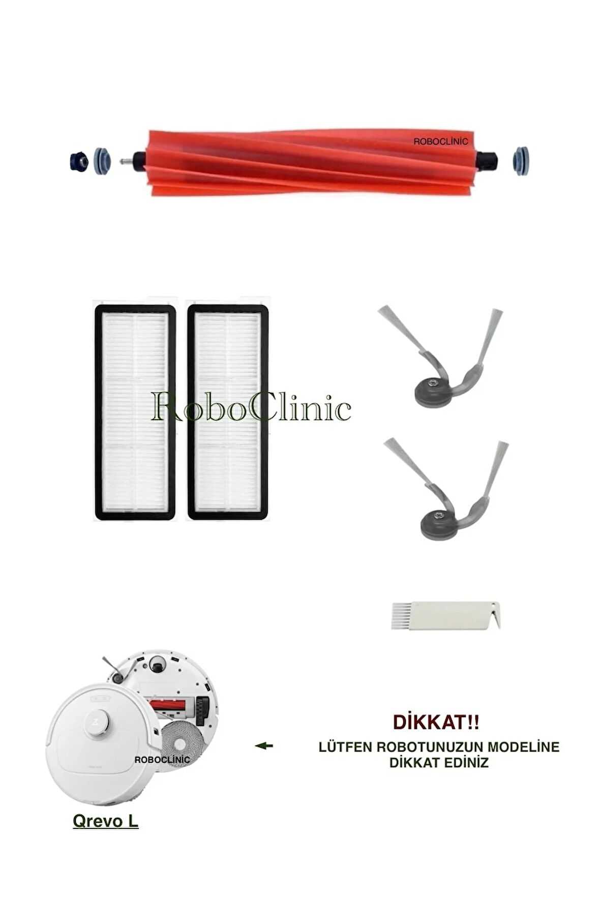 Roborock Qrevo L Robot Süpürge Uyumlu Yedek Fırça, Hepa Filtre Seti-6 Parça