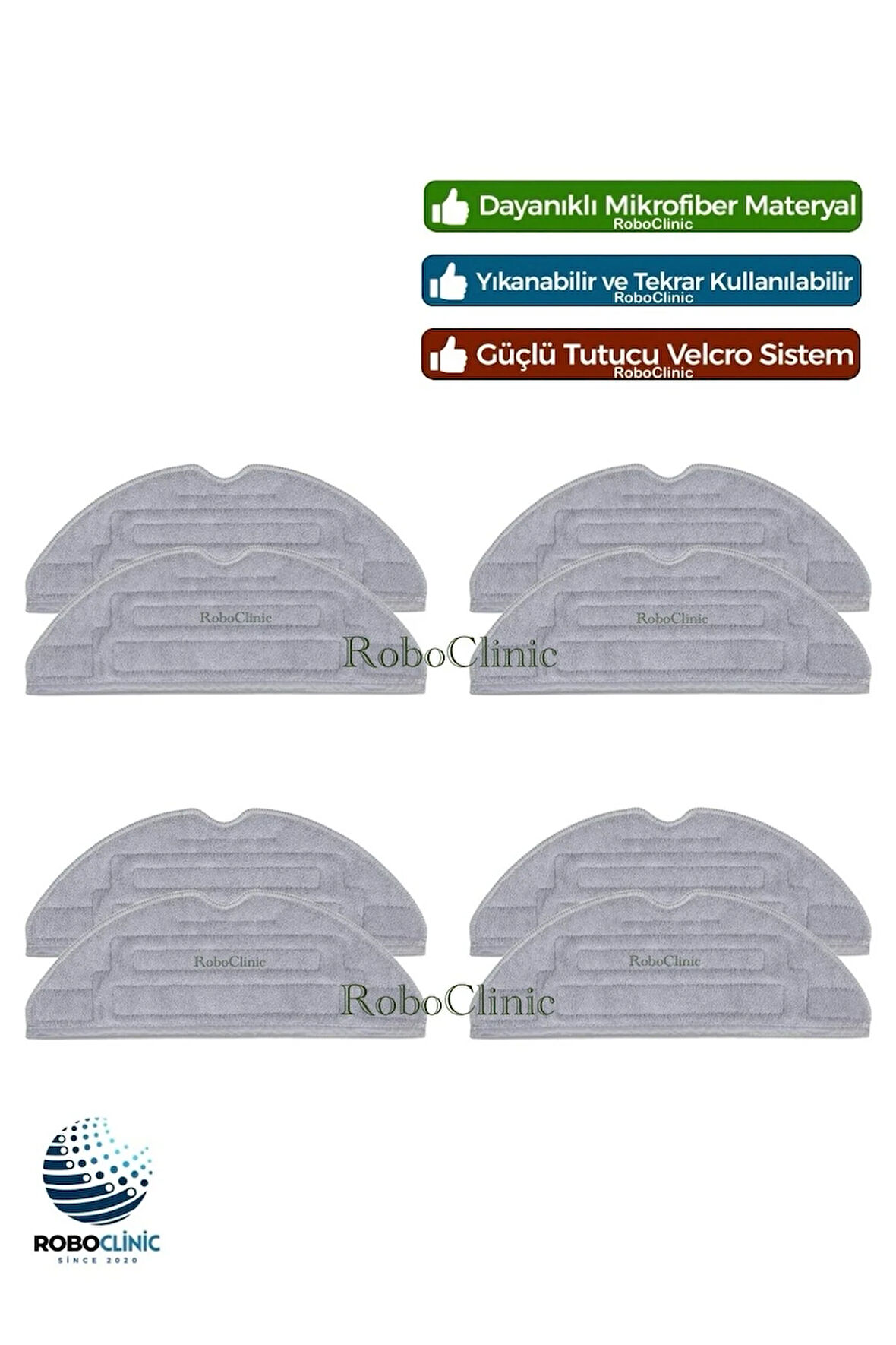 Roborock S8 Plus, S8 Pro Ultra Robot Süpürge Uyumlu 8 Adet Mop Microfiber Bez Paspas